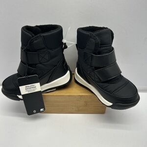 Sorel Toddler 4 Black /White Round Toe Winter Boots Straps New w/Tags